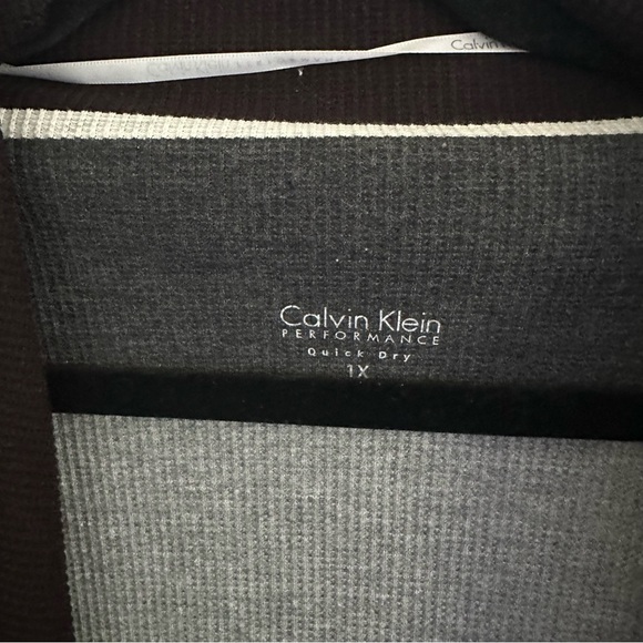 Size 1X Calvin Klein Performance Cardigan Striped Gray Black Waterfall Sweater - Picture 6 of 7